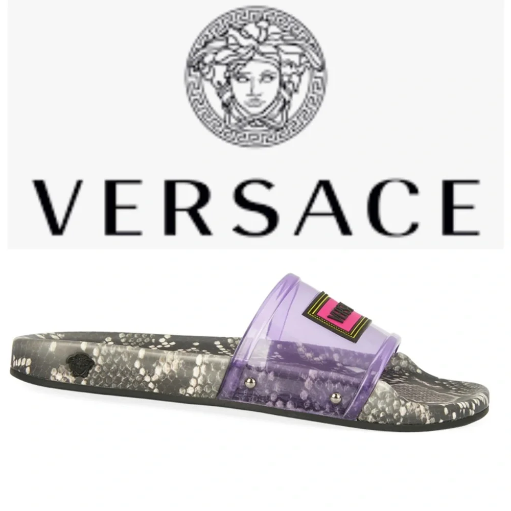 Versace Snake Print Slides 🔥Sandals • Made In Italy • Size 7 - Picture 4 of 16